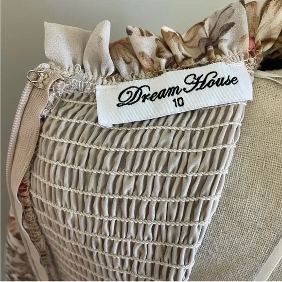 Coquette Girl Romantic Floral Dress size 10 Sage Pink Long Sleeve Mock Neck Maxi - Picture 2 of 4